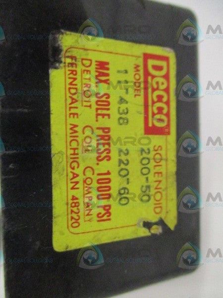 DECCO 11-438 SOLENOID COIL 200/220V NSNP