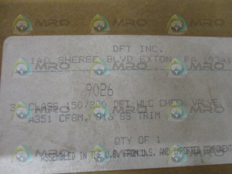 DFT 9026 150/300 CHECK VALVE 3" NSMP
