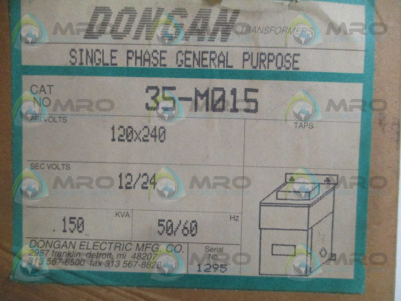 DONGAN 35-M015 SINGLE PHASE GENERAL PURPOSE TRANSFORMER NSMP