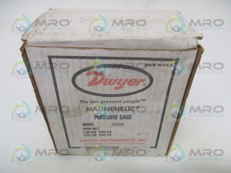 DWYER 2220C PRESSURE GAGE 0-20 LBS PER SQ. IN. *NEW IN BOX*