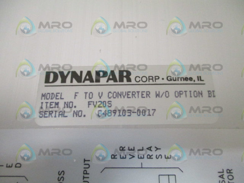 DYNAPAR FV20S FREQUENCY-TO-VOLTAGE CONVERTER NSMP
