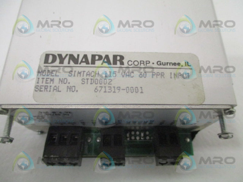DYNAPAR SIMTACH STD0002 INPUT SPEED INDICATOR 115VAC NSMP