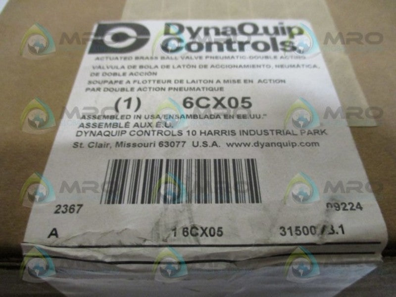 DYNAQUIP CONTROLS 6CX05 PNEUMATIC ACTUATED BRASS BALL VALVE NSFS