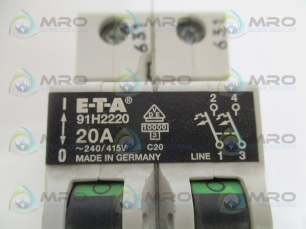 E-T-A 91H2220 CIRCUIT BREAKER 20A (AS PICTURED) UNMP