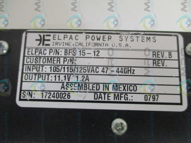 ELPAC POWER BFS15-12 POWER SUPPLY NSNP
