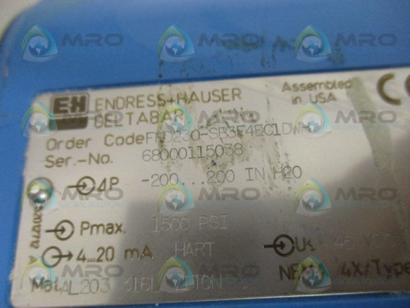 ENDRESS+HAUSER DELTABAR FMD230-SB3F4EC1DWH UNMP