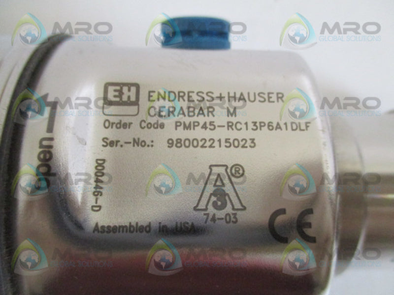 ENDRESS+HAUSER CERABAR M PMP45-RC13P6A1DLF TRANSMITTER 0-150 PSIG NSMP