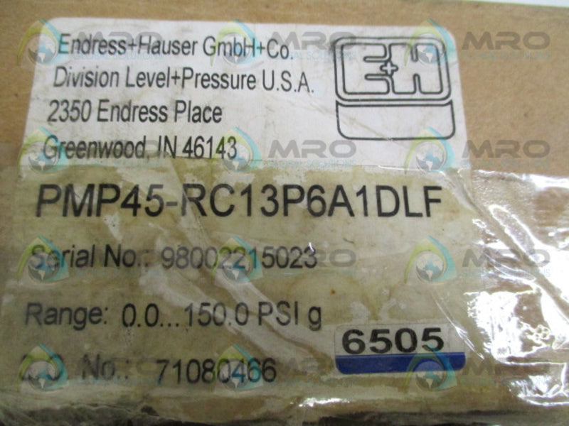 ENDRESS+HAUSER CERABAR M PMP45-RC13P6A1DLF TRANSMITTER 0-150 PSIG NSMP