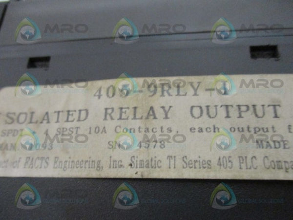 FACTS ENGINEERING 405-9RLY-1 ISOLATED RELAY OUTPUT BOARD NSMP