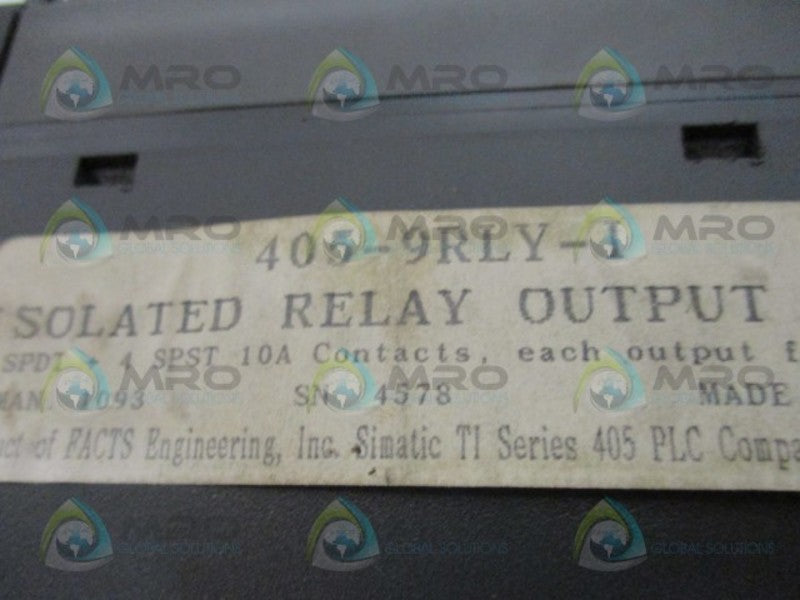 FACTS ENGINEERING 405-9RLY-1 ISOLATED RELAY OUTPUT BOARD NSMP
