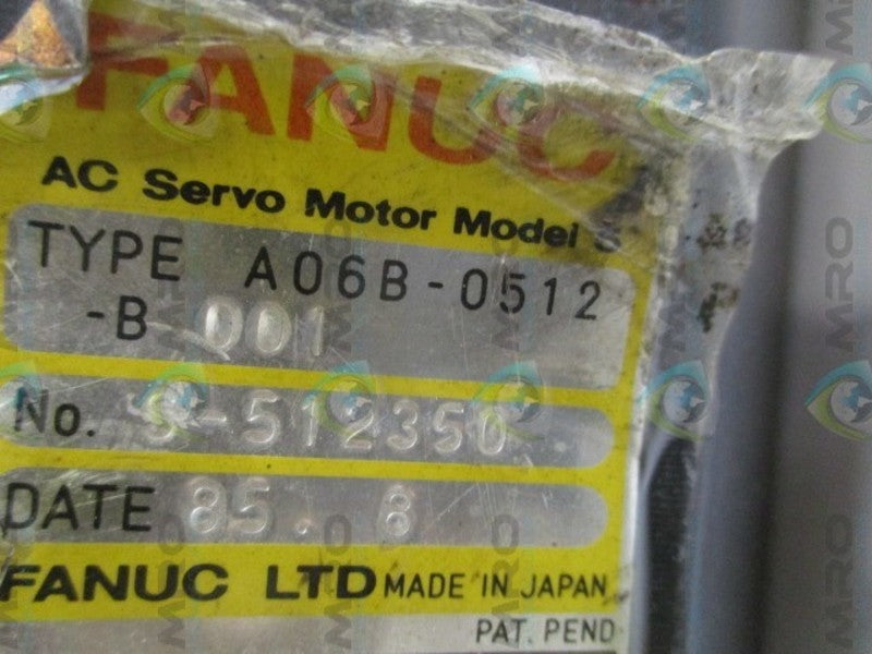 FANUC A06B-0512-B001 AC SERVO MOTOR UNMP