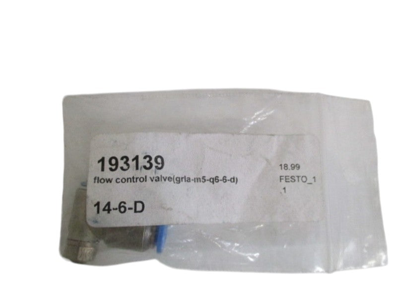 FESTO GRLA-M5-Q6-6-D FLOW CONTROL VALVE NSNP