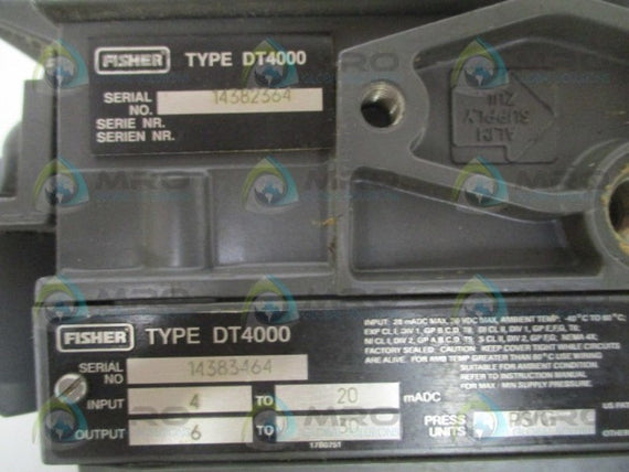 FISHER FIELDVUE INSTRUMENTS DT4000 DIGITAL VALVE CONTROLLER UNMP