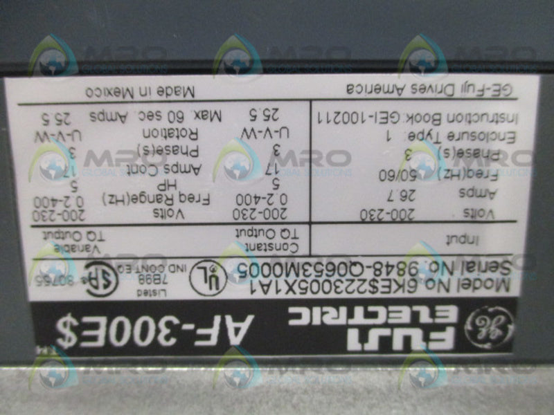 GE FUJI AF-300ES 6KES223005X1A1 DRIVE 230V 5HP UNMP