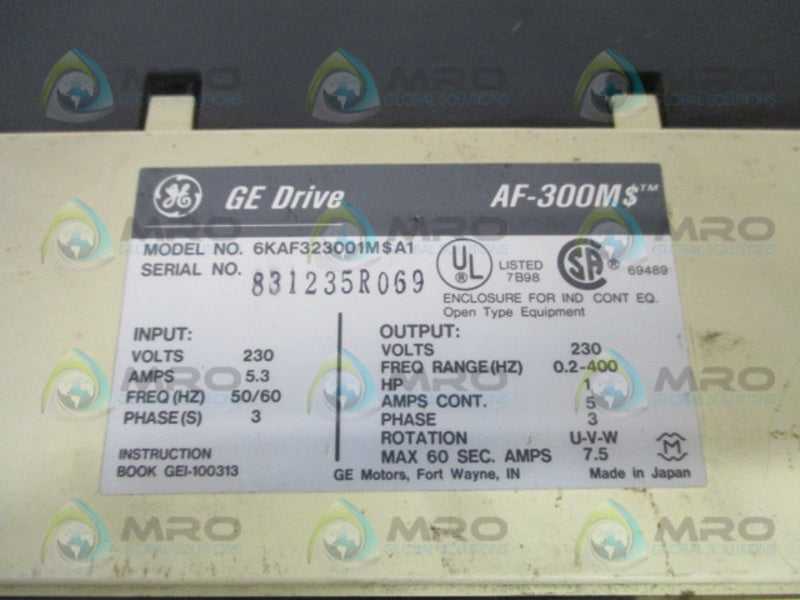 GENERAL ELECTRIC AF-300MS 6KAF323001MSA1 AC DRIVE 1HP 230V UNMP