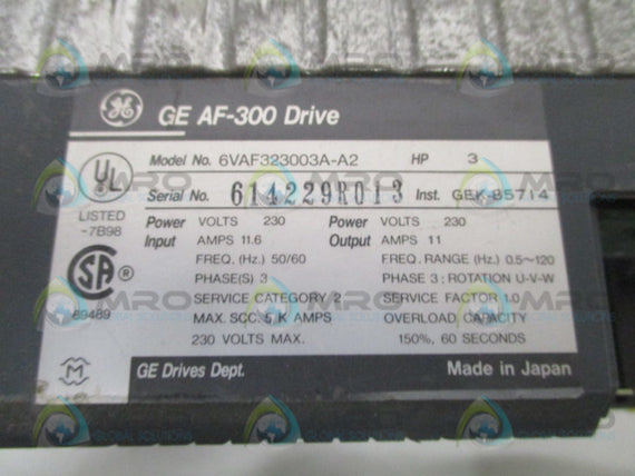GENERAL ELECTRIC AF-300 6VAF323003A-A2 DRIVE 3PH 230V (AS PICTURED) UNMP