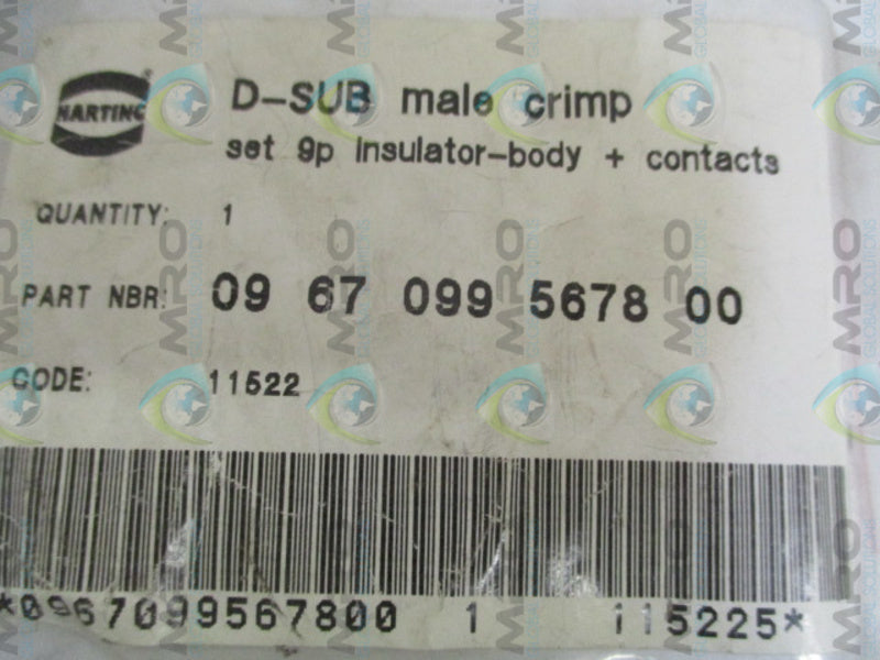 HARTING 0967099567800 D-SUB MALE CRIMP NSMP