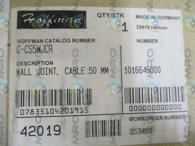 HOFFMAN C-CS5WJCR CABLE WALL JOINT NSMP
