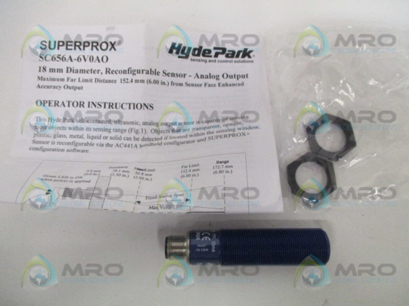 HYDE PARK SUPERPROX SC656A-6V0AO ULTRASONIC ANALOG OUTPUT SENSOR NSMP