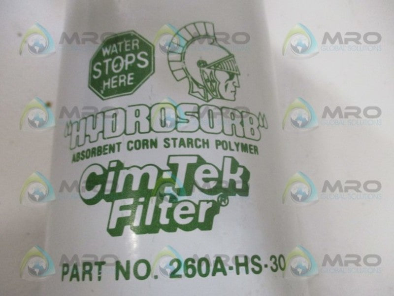 CIM-TEK HYDROSORB 260A-HS-30 FILTER UNMP