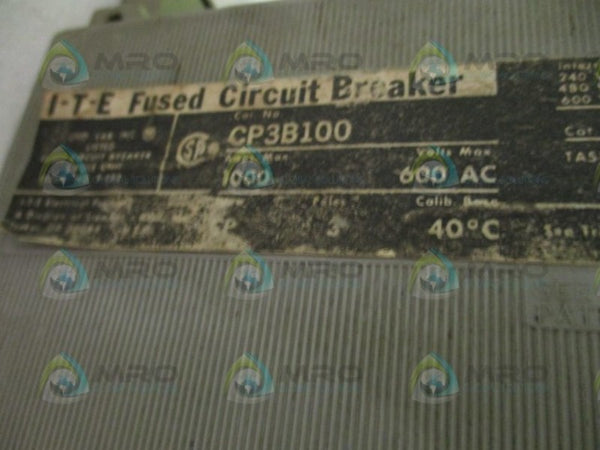 ITE CP3B100 CIRCUIT BREAKER 1000A UNMP