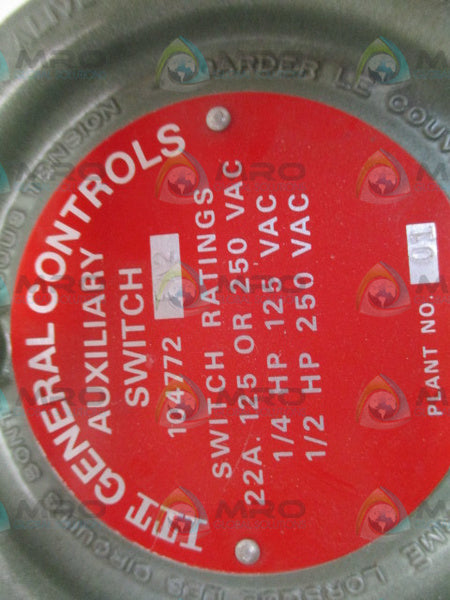ITT GENERAL CONTROLS 104772FA2 AUXILIARY SWITCH NSNP