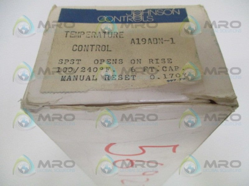 JOHNSON CONTROLS A19ADN-1 TEMPERATURE CONTROL 100/240 DEG FNSMP