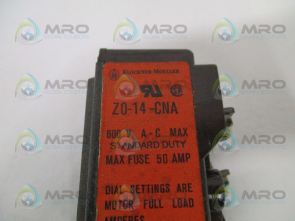 KLOCKNER MOELLER Z0-14-CNA OVERLOAD RELAY 10-14A NSMP