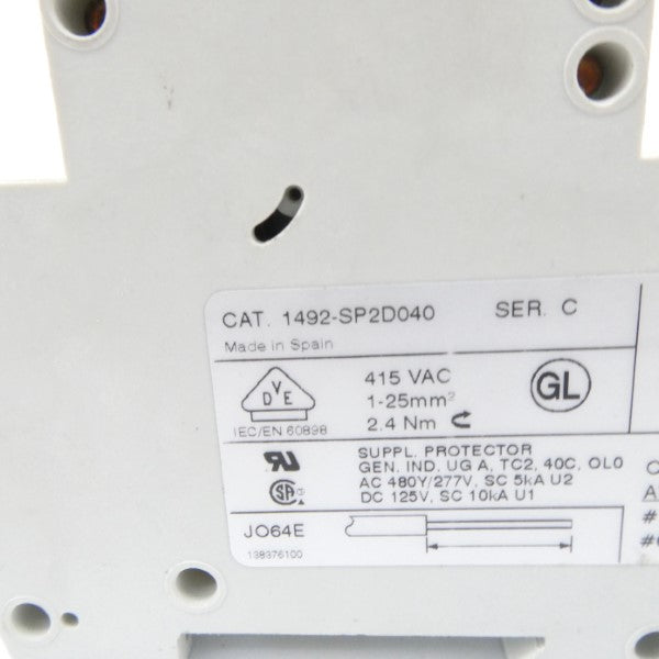ALLEN BRADLEY 1492-SP2D040 SER. C 415VAC 4A UNMP