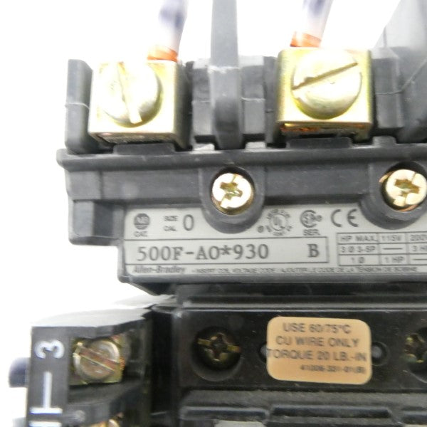 ALLEN BRADLEY 500F-AOD930 SER. B 110/115-120V 18A (AS PICTURED2) UNMP
