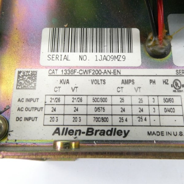 ALLEN BRADLEY 1336F-CWF200-AN-EN SER. A 500/600 25A UNMP