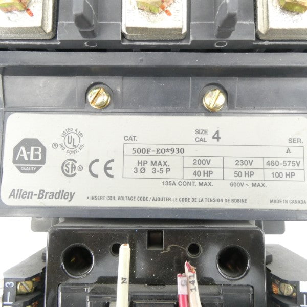 ALLEN BRADLEY 500F-EOD930 SER. A 110/115-120V 135A UNMP