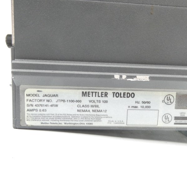 METTLER TOLEDO JTPB-1100-000 JAGUAR 120V 0.63A UNMP