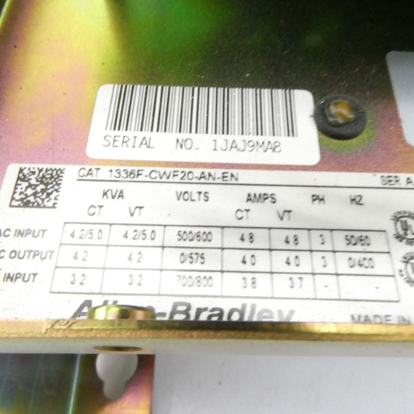 ALLEN BRADLEY 1336F-CWF20-AN-EN SER. A 500/600VAC 48A UNMP