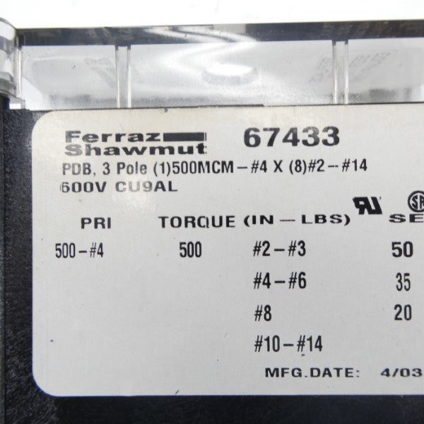 FERRAZ SHAWMUT 67433 600V UNMP