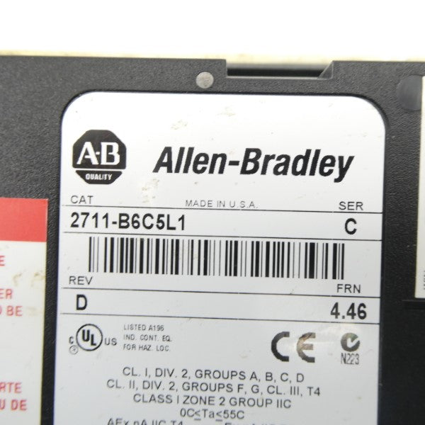 ALLEN BRADLEY 2711-B6C5L1 SER. C F/W 4.46 24VDC UNMP