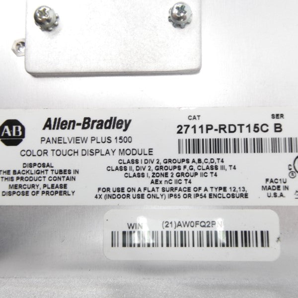 ALLEN BRADLEY 2711P-T15C4D2 SER. A 24VDC UNMP