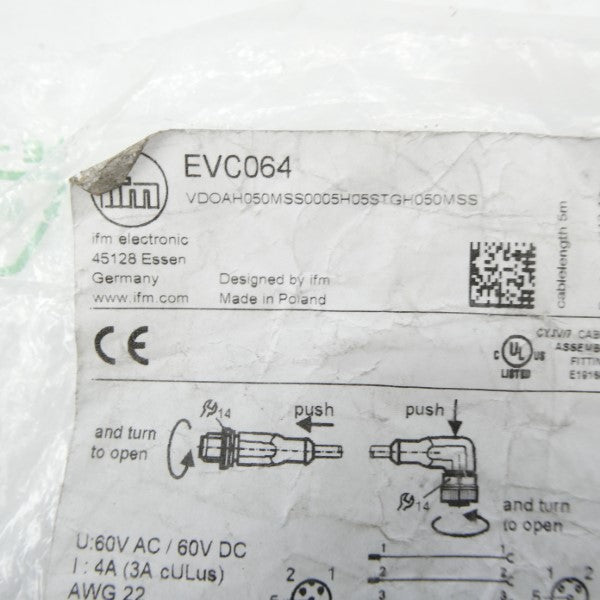 IFM EFECTOR EVC064 VDOAH050MSS0005H05STGH050MSS 60VAC/DC 4A NSMP