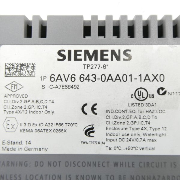 SIEMENS 6AV6643-0AA01-1AX0 24VDC 0.7A NSNP