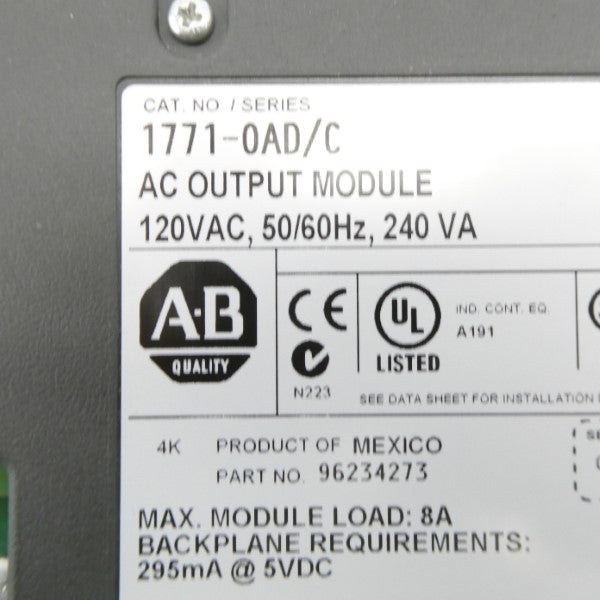 ALLEN BRADLEY 1771-OAD SER. C 120VAC NSNP