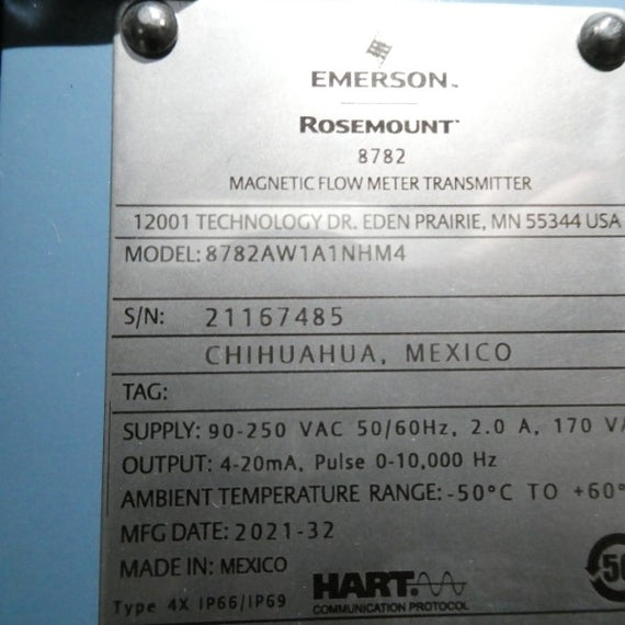ROSEMOUNT 8782AW1A1NHM4 90-250VAC 2A NSNP