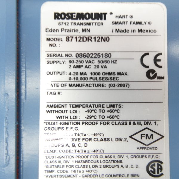 ROSEMOUNT 8712DR12N0 90-250VAC 2A NSNP