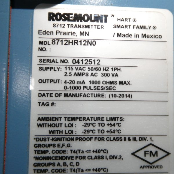 ROSEMOUNT 8712HR12N0 115VAC 2.5A NSNP