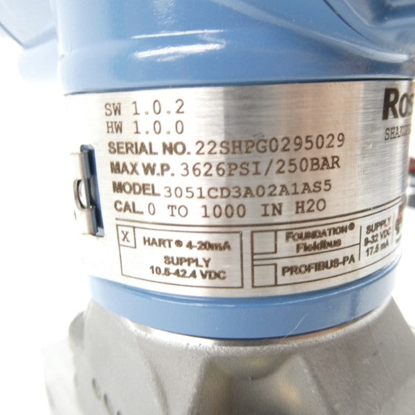 ROSEMOUNT 3051CD3A02A1AS5 10.5-42.4VDC 3626PSI NSNP
