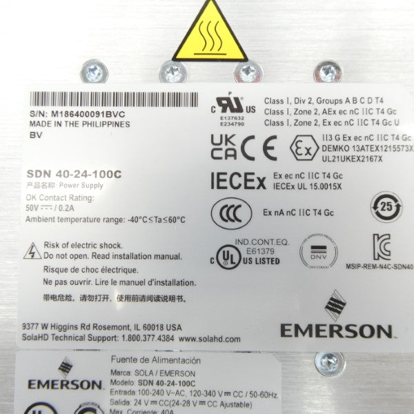EMERSON SDN40-24-100C 100-240VAC 12A NSMP