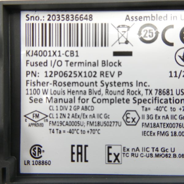 FISHER ROSEMOUNT 12P0625X102 KJ4001X1-CB1 REV. P NSNP
