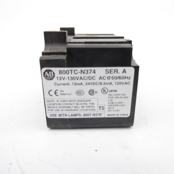 ALLEN BRADLEY 800TC-N374 SER. A 12-130VAC/DC NSNP