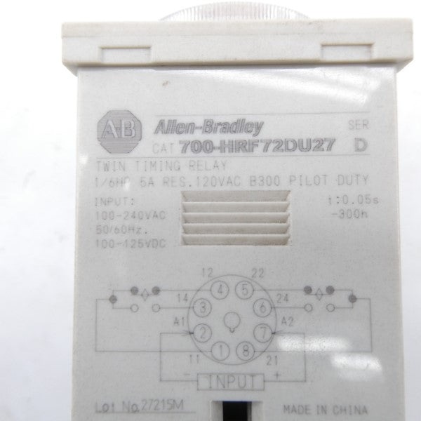 ALLEN BRADLEY 700-HRF72DU27 SER. D 100-240VAC 5A 0-12S NSNP