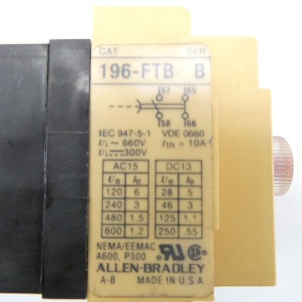 ALLEN BRADLEY 196-FTB SER. B 600VAC 1.2A NSNP