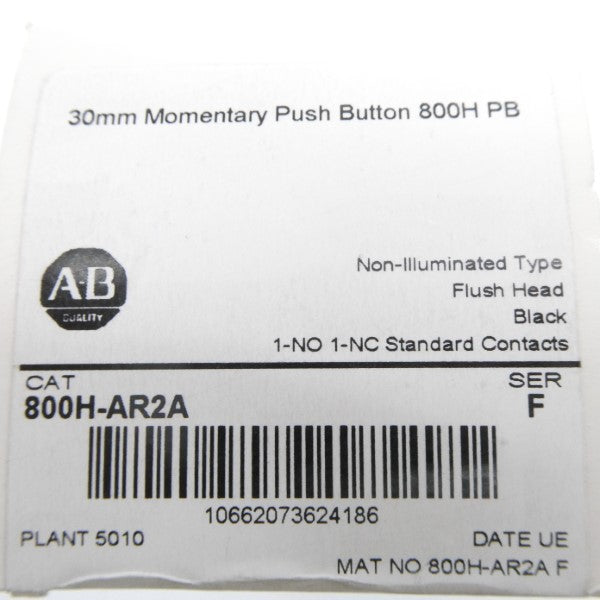 ALLEN BRADLEY 800H-AR2A SER. F (WH) NSFS